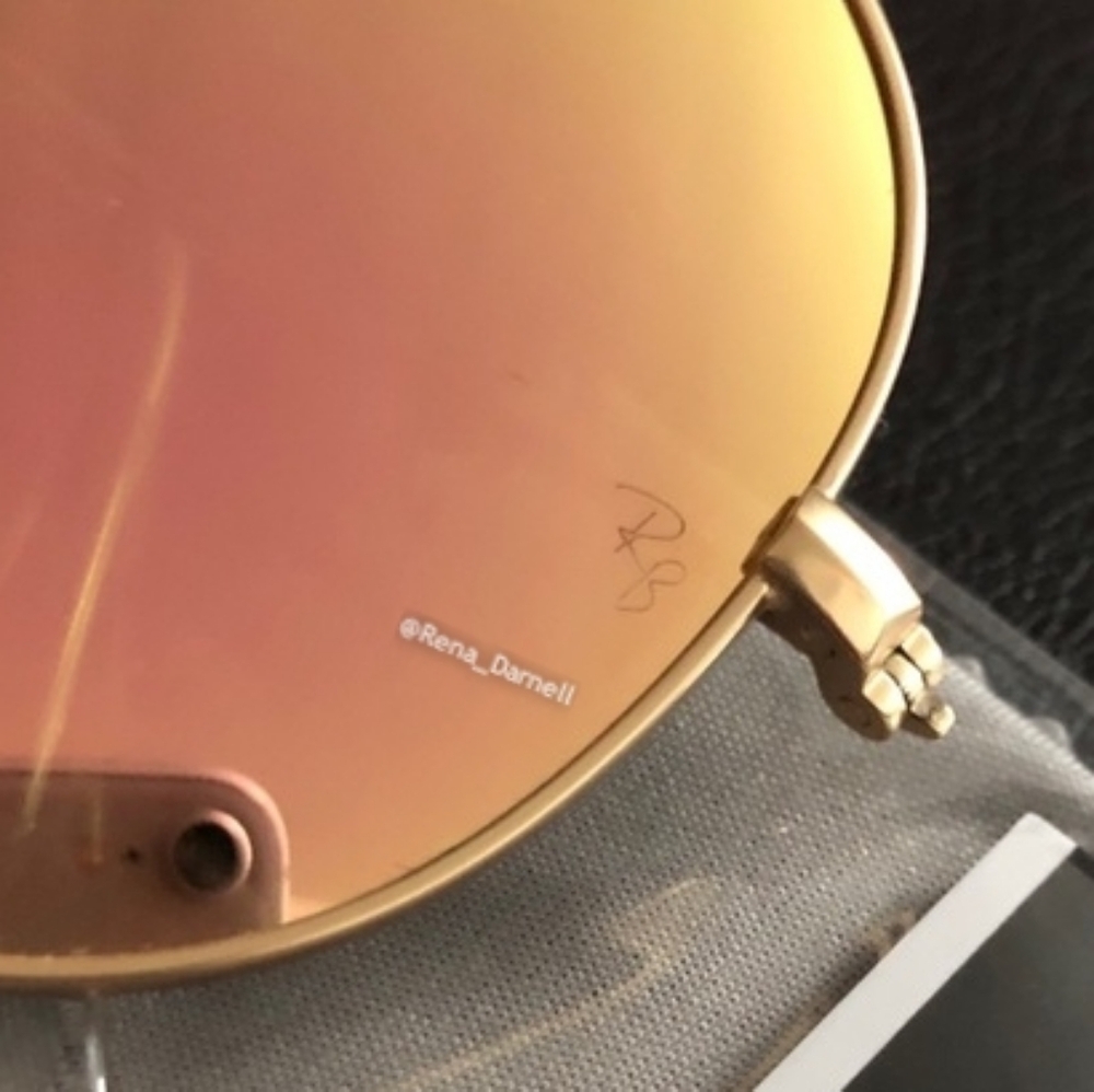 Ray-Ban Gold Frame Sunglasses with Pink Mirrored Lenses - Picture 6 of 10